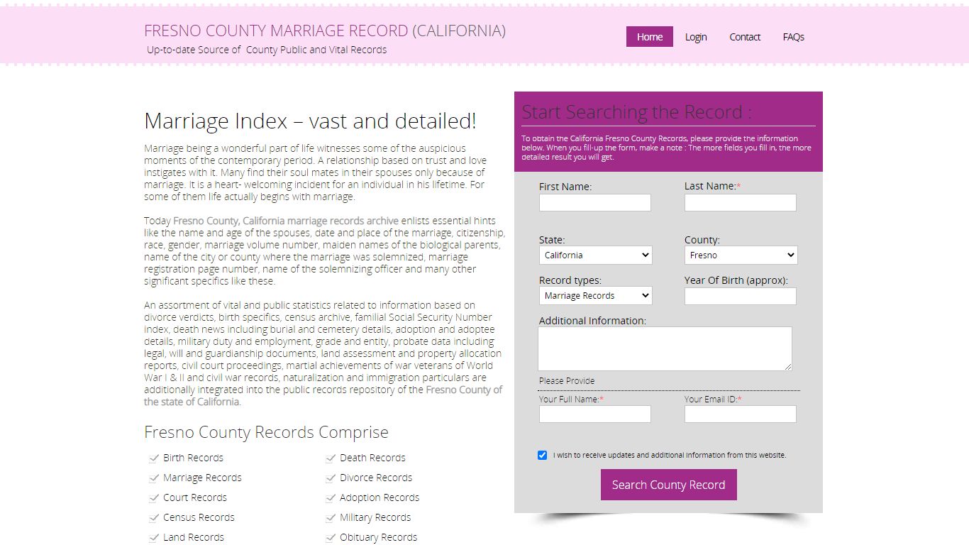 Public Marriage Records - Fresno County, California