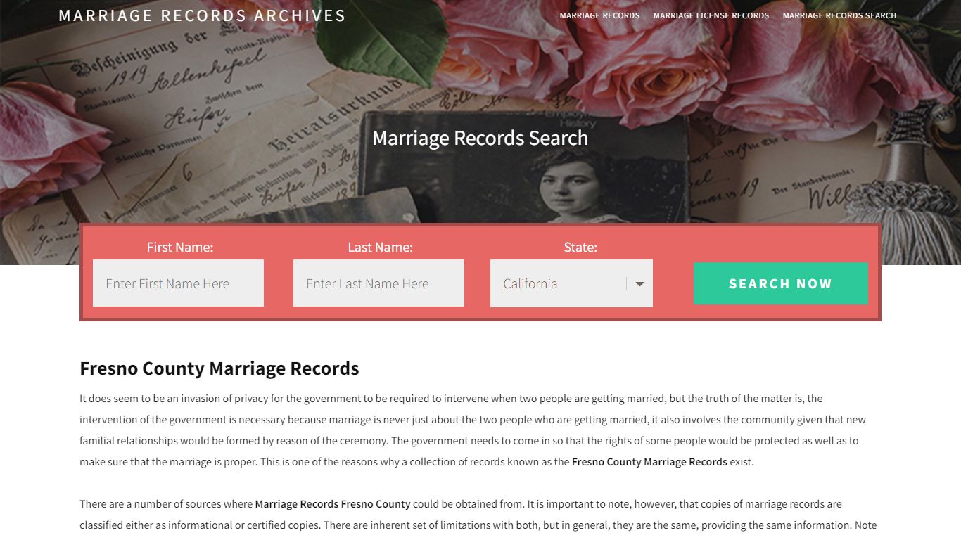 Fresno County Marriage Records | Enter Name and Search|14 ...